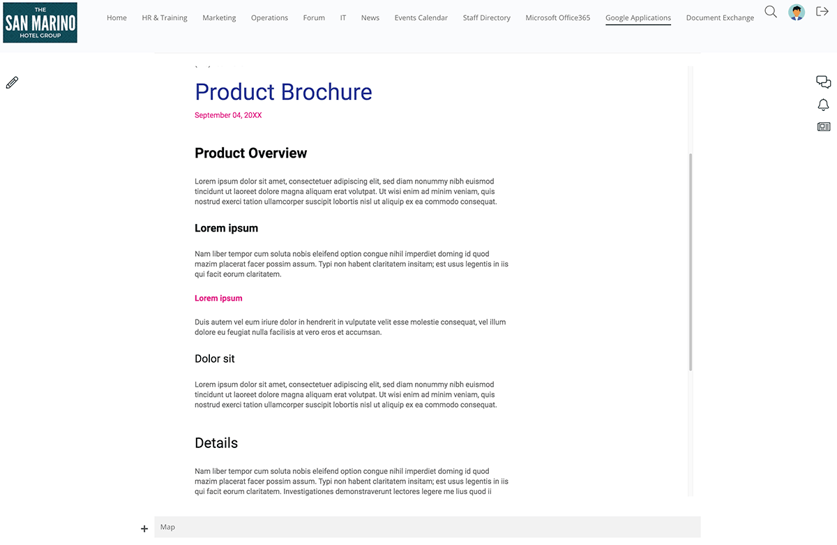 google intranet product brochure