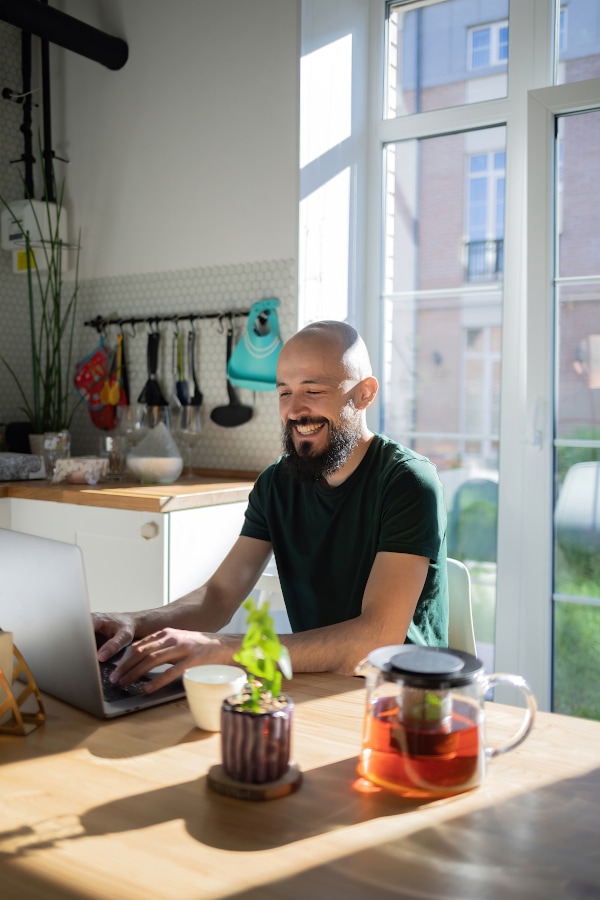 Employee completing digital forms