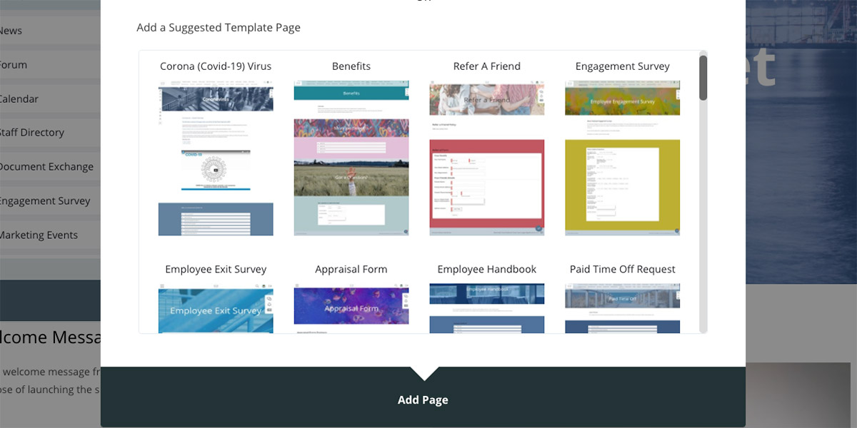 company intranet templates