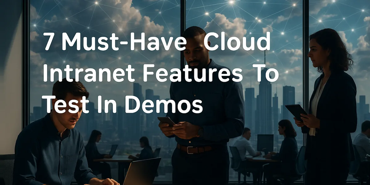 7 Must-Have Features in Cloud-Based Intranet Software Keep the same composition, office, people and city skyline
